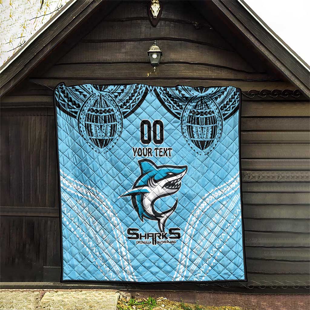 Sharks Rugby Custom Quilt With Polynesian Style