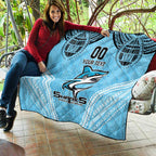 Sharks Rugby Custom Quilt With Polynesian Style