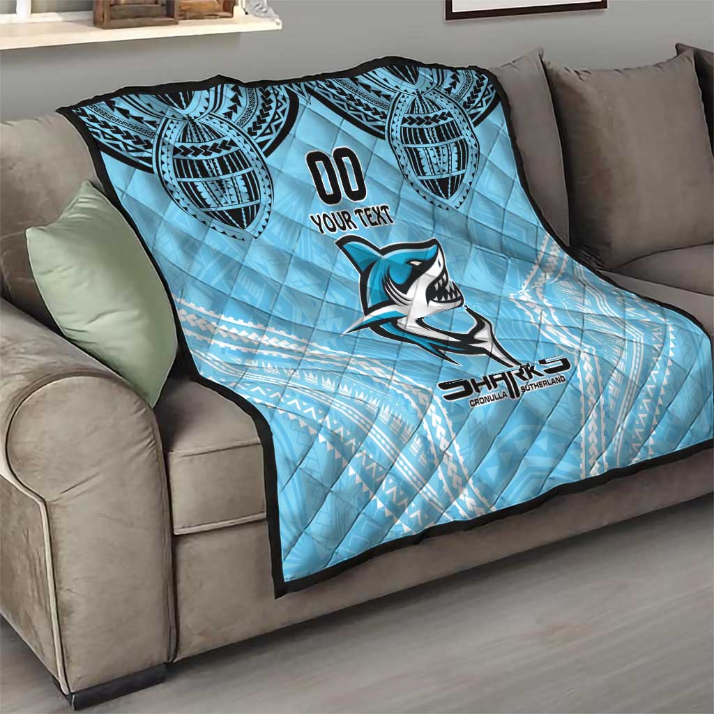 Sharks Rugby Custom Quilt With Polynesian Style