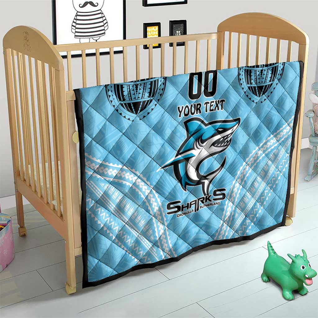 Sharks Rugby Custom Quilt With Polynesian Style