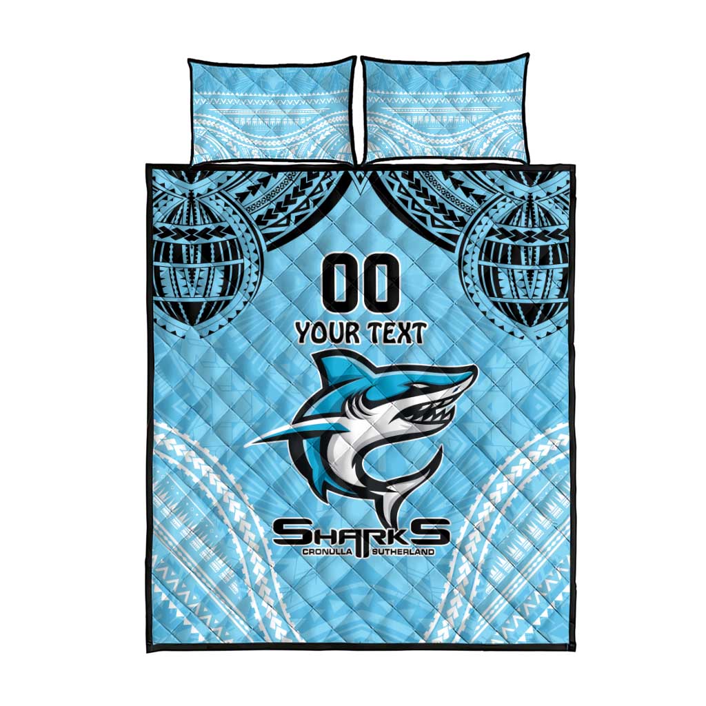 Sharks Rugby Custom Quilt Bed Set With Polynesian Style