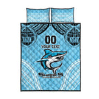 Sharks Rugby Custom Quilt Bed Set With Polynesian Style