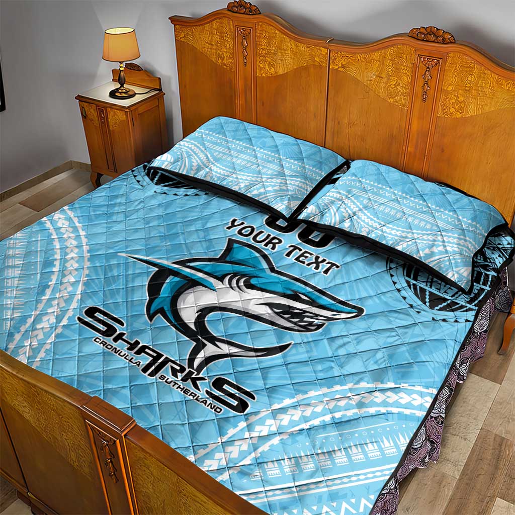 Sharks Rugby Custom Quilt Bed Set With Polynesian Style