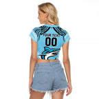 Sharks Rugby Custom Raglan Cropped T Shirt With Polynesian Style