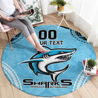 Sharks Rugby Custom Round Carpet With Polynesian Style
