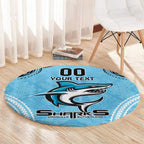 Sharks Rugby Custom Round Carpet With Polynesian Style