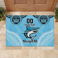 Sharks Rugby Custom Rubber Doormat With Polynesian Style