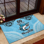 Sharks Rugby Custom Rubber Doormat With Polynesian Style