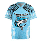 Sharks Rugby Custom Rugby Jersey With Polynesian Style