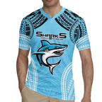 Sharks Rugby Custom Rugby Jersey With Polynesian Style