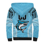 Sharks Rugby Custom Sherpa Hoodie With Polynesian Style