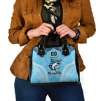 Sharks Rugby Custom Shoulder Handbag With Polynesian Style