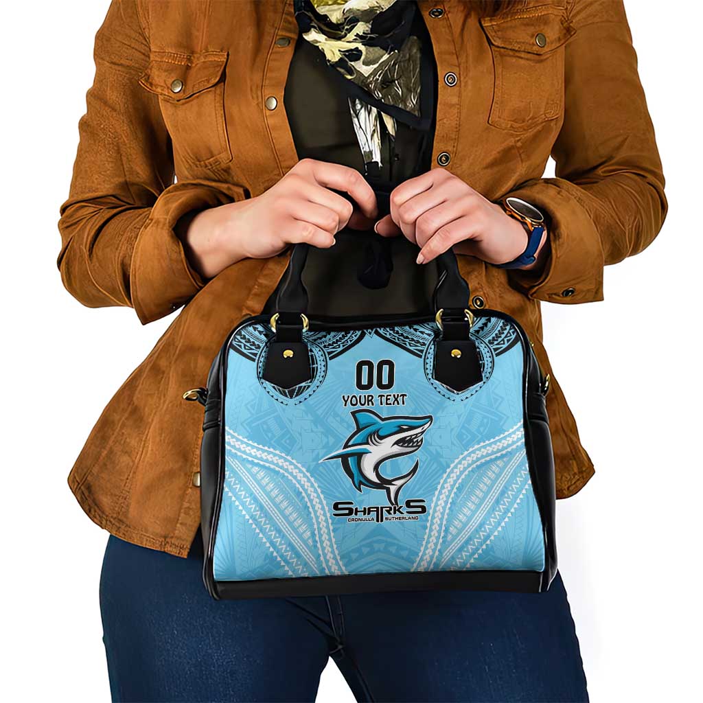 Sharks Rugby Custom Shoulder Handbag With Polynesian Style