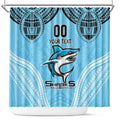 Sharks Rugby Custom Shower Curtain With Polynesian Style