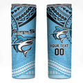 Sharks Rugby Custom Skinny Tumbler With Polynesian Style