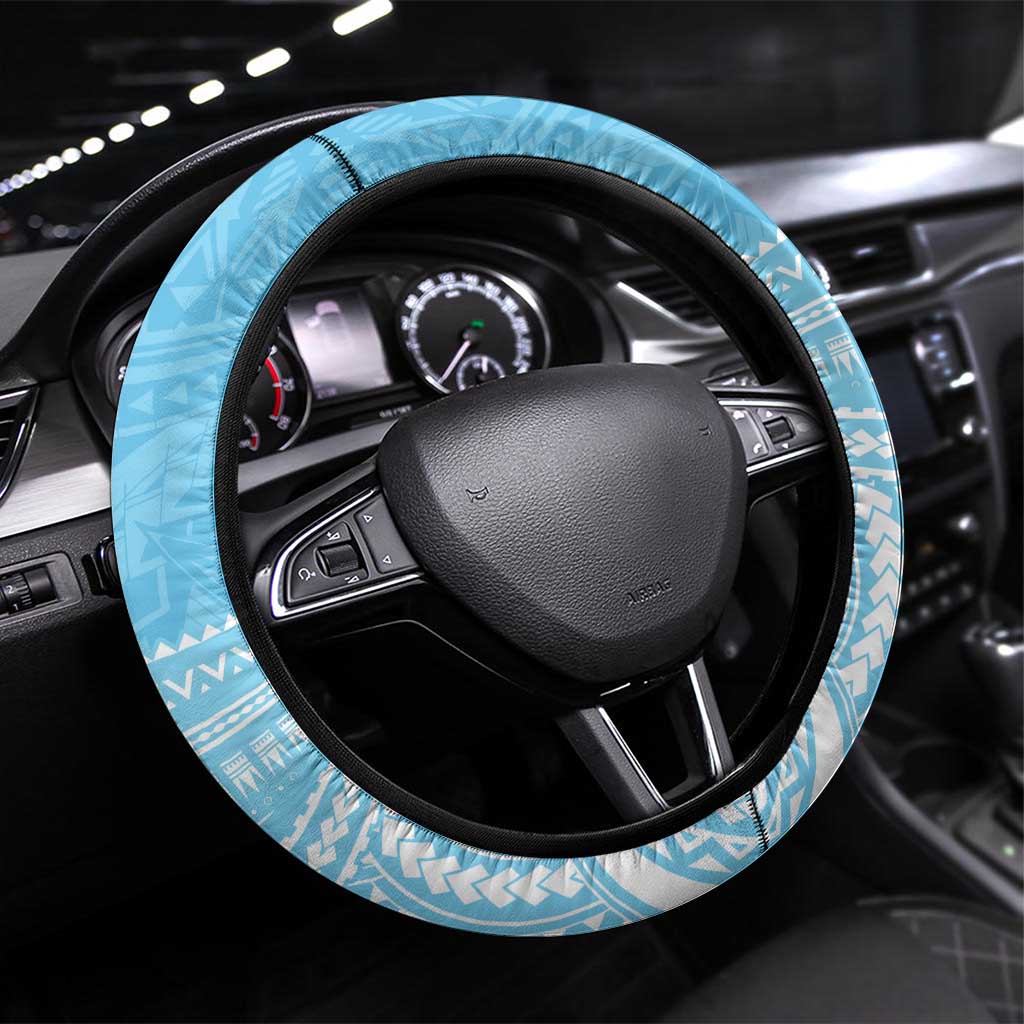 Sharks Rugby Steering Wheel Cover With Polynesian Style
