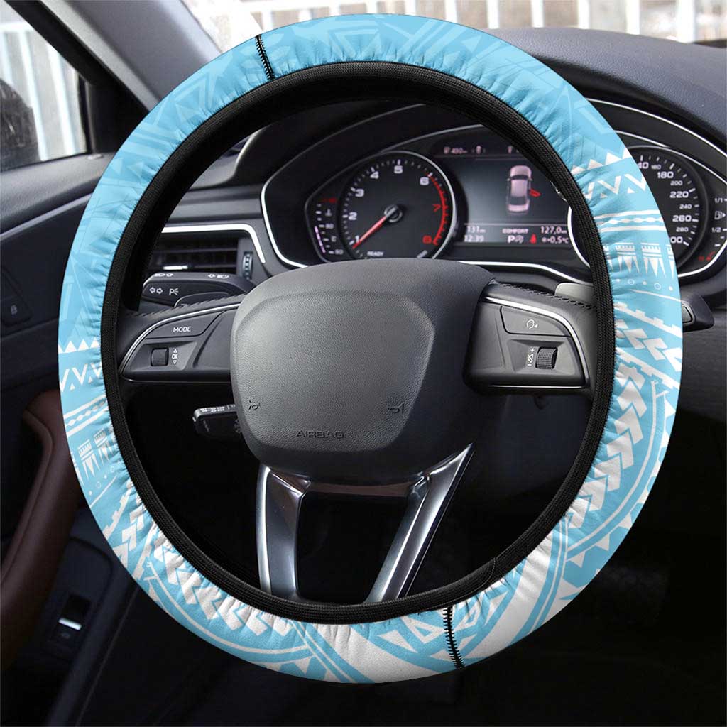 Sharks Rugby Steering Wheel Cover With Polynesian Style