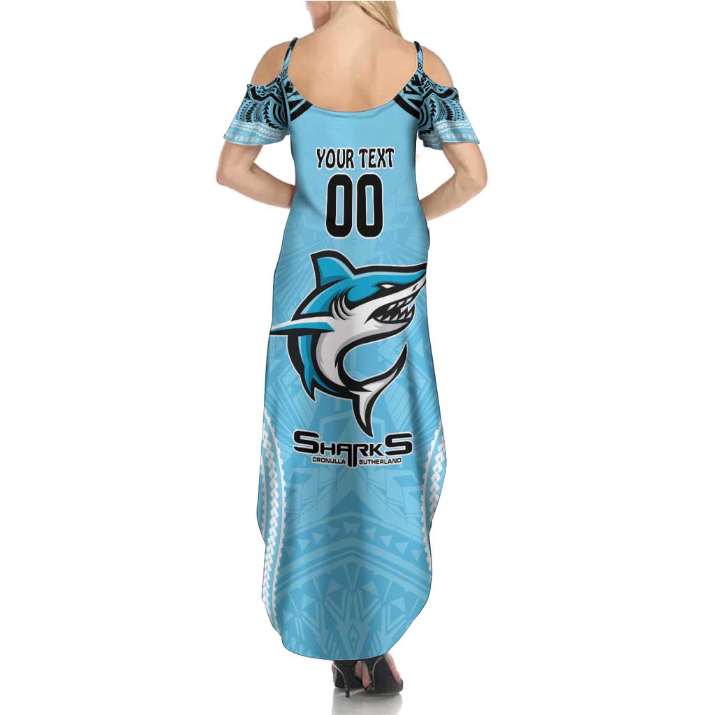 Sharks Rugby Custom Summer Maxi Dress With Polynesian Style