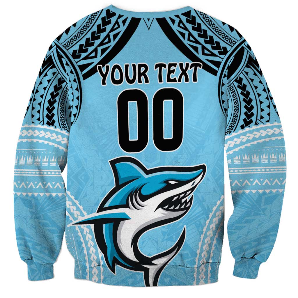 Sharks Rugby Custom Sweatshirt With Polynesian Style