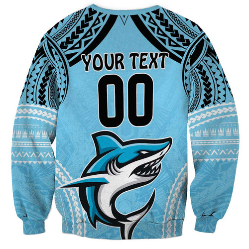 Sharks Rugby Custom Sweatshirt With Polynesian Style