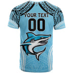 Sharks Rugby Custom T Shirt With Polynesian Style