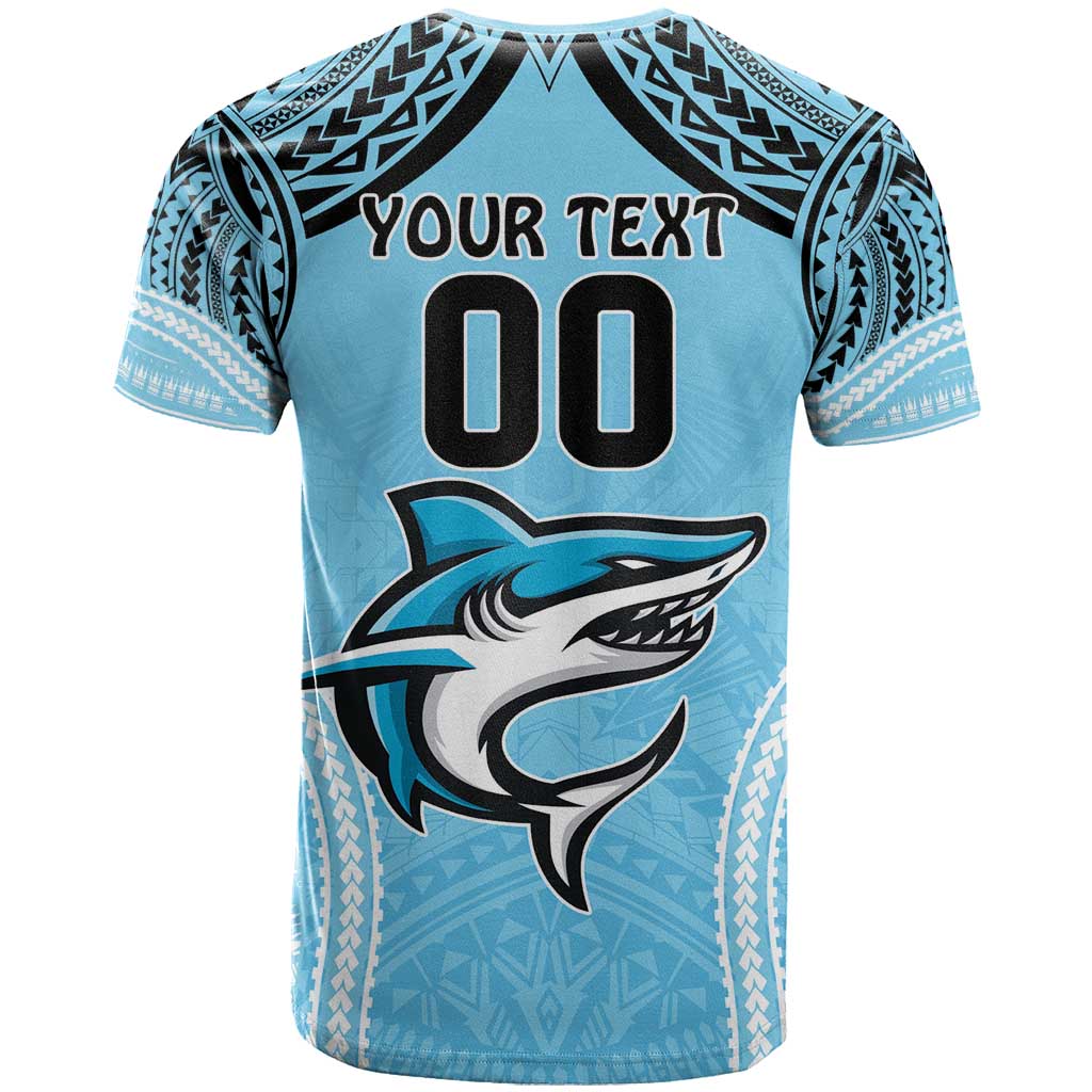 Sharks Rugby Custom T Shirt With Polynesian Style
