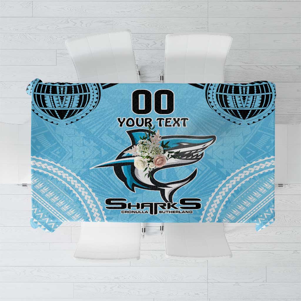 Sharks Rugby Custom Tablecloth With Polynesian Style