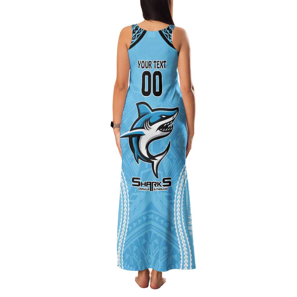 Sharks Rugby Custom Tank Maxi Dress With Polynesian Style