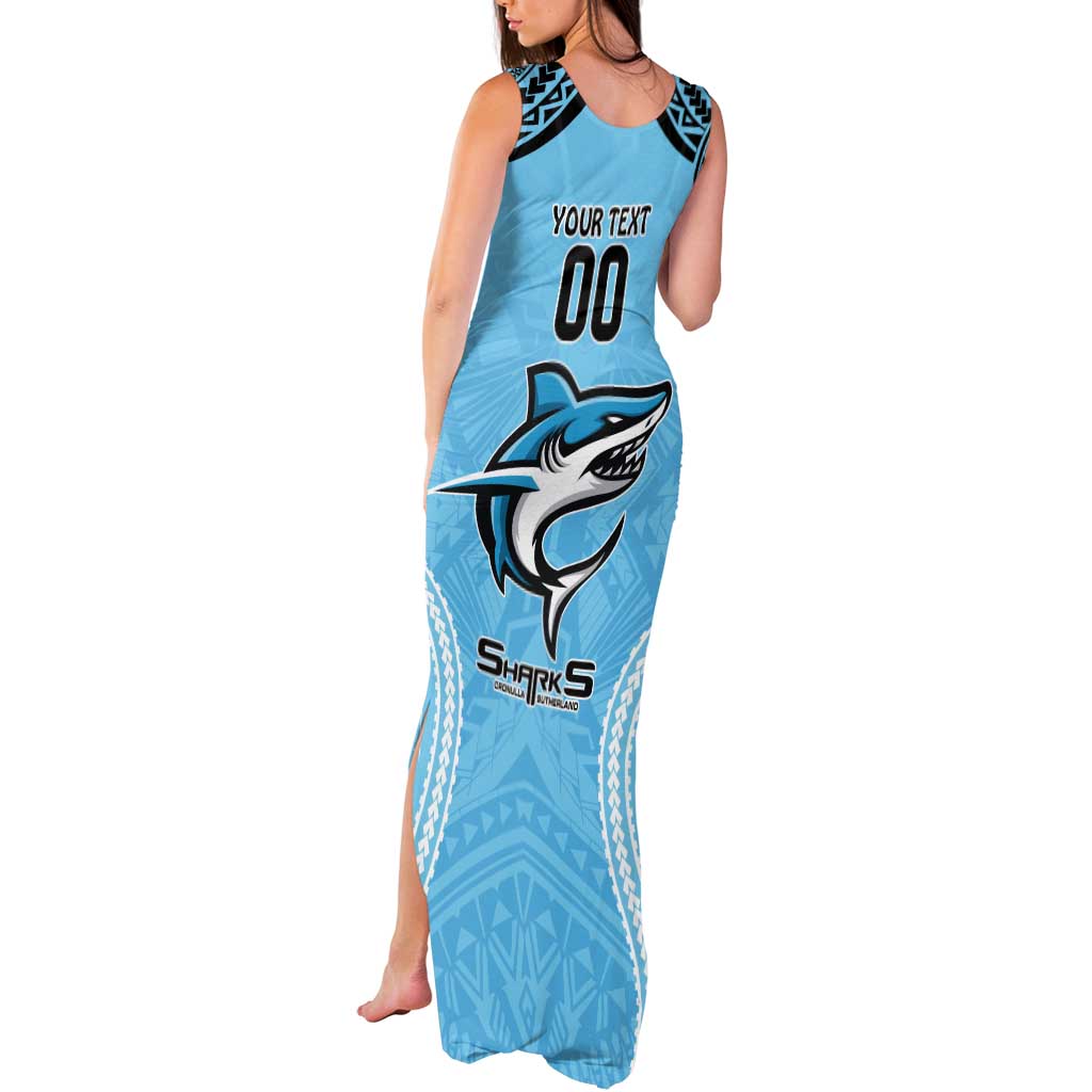 Sharks Rugby Custom Tank Maxi Dress With Polynesian Style