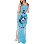 Sharks Rugby Custom Tank Maxi Dress With Polynesian Style