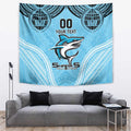 Sharks Rugby Custom Tapestry With Polynesian Style
