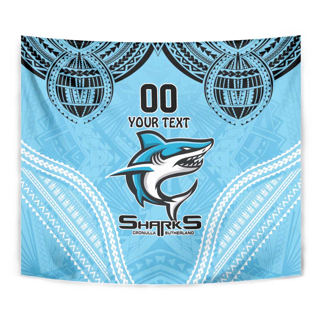 Sharks Rugby Custom Tapestry With Polynesian Style
