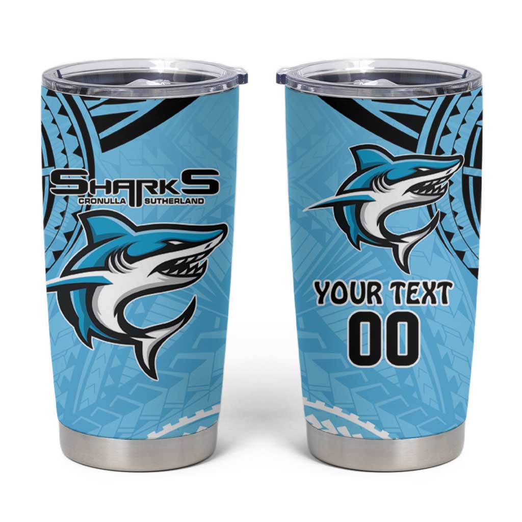 Sharks Rugby Custom Tumbler Cup With Polynesian Style