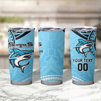 Sharks Rugby Custom Tumbler Cup With Polynesian Style