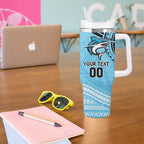 Sharks Rugby Custom Tumbler With Handle With Polynesian Style