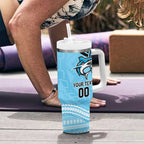 Sharks Rugby Custom Tumbler With Handle With Polynesian Style