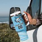 Sharks Rugby Custom Tumbler With Handle With Polynesian Style