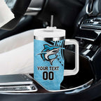 Sharks Rugby Custom Tumbler With Handle With Polynesian Style