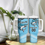 Sharks Rugby Custom Tumbler With Handle With Polynesian Style