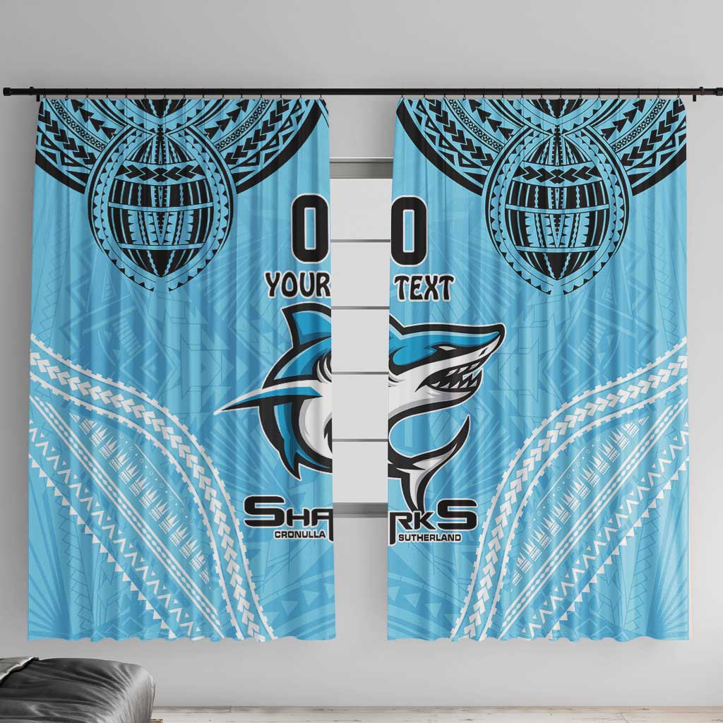 Sharks Rugby Custom Window Curtain With Polynesian Style