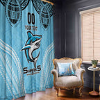 Sharks Rugby Custom Window Curtain With Polynesian Style