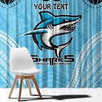 Sharks Rugby Custom Window Curtain With Polynesian Style
