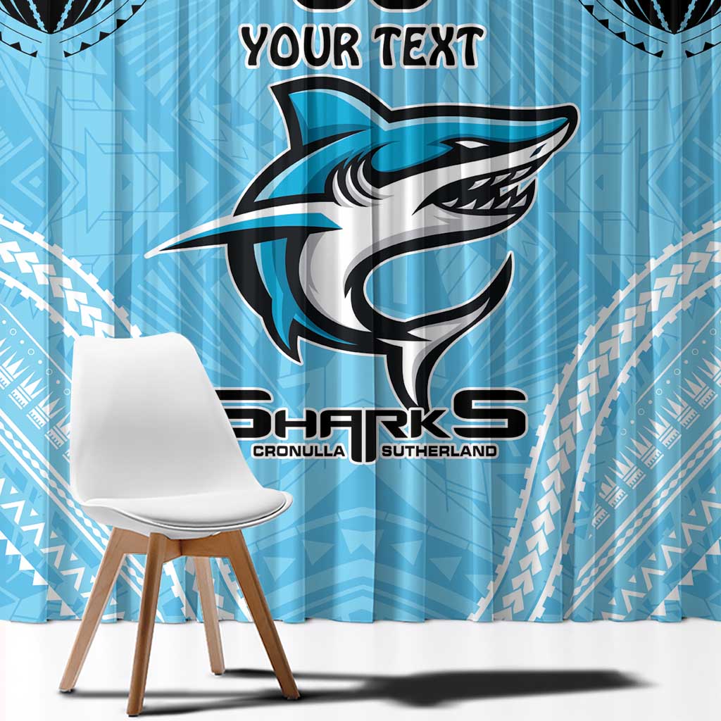 Sharks Rugby Custom Window Curtain With Polynesian Style