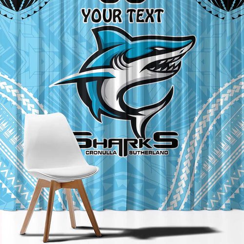 Sharks Rugby Custom Window Curtain With Polynesian Style