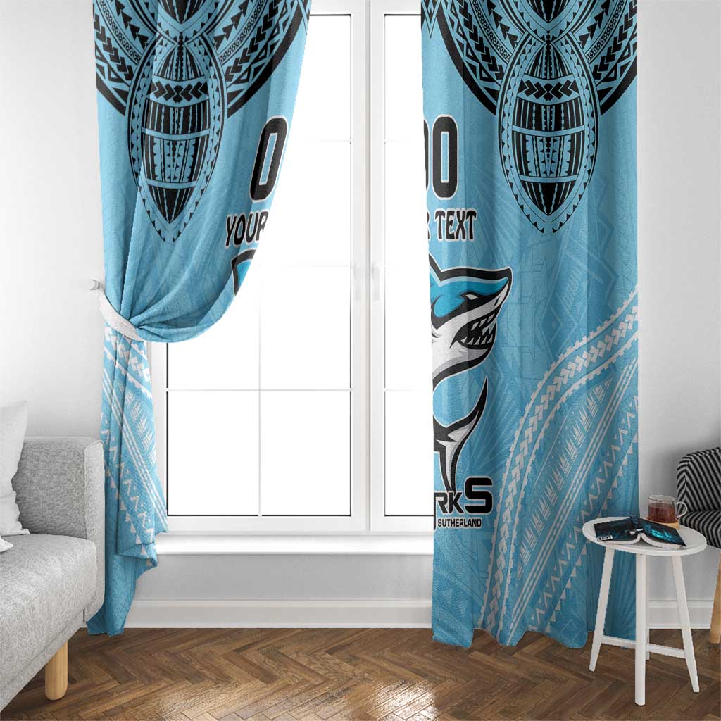 Sharks Rugby Custom Window Curtain With Polynesian Style