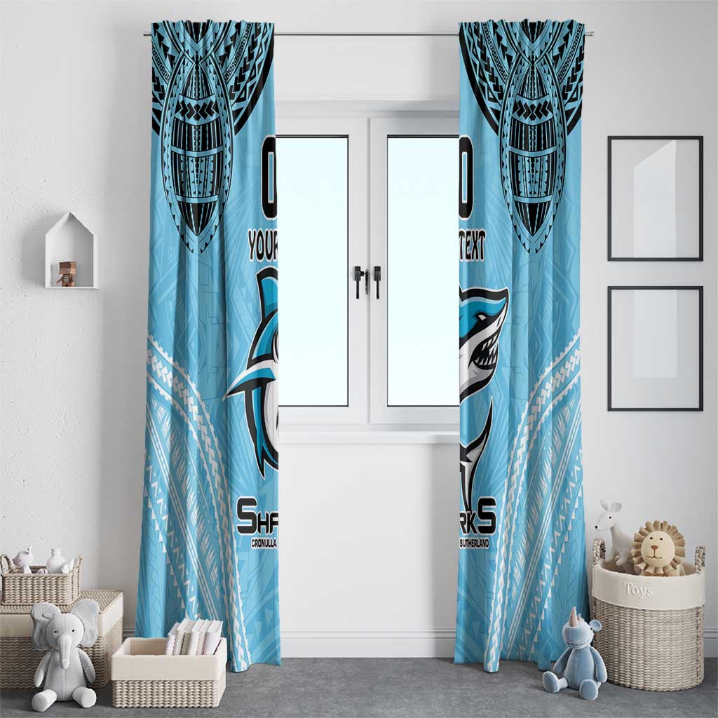 Sharks Rugby Custom Window Curtain With Polynesian Style