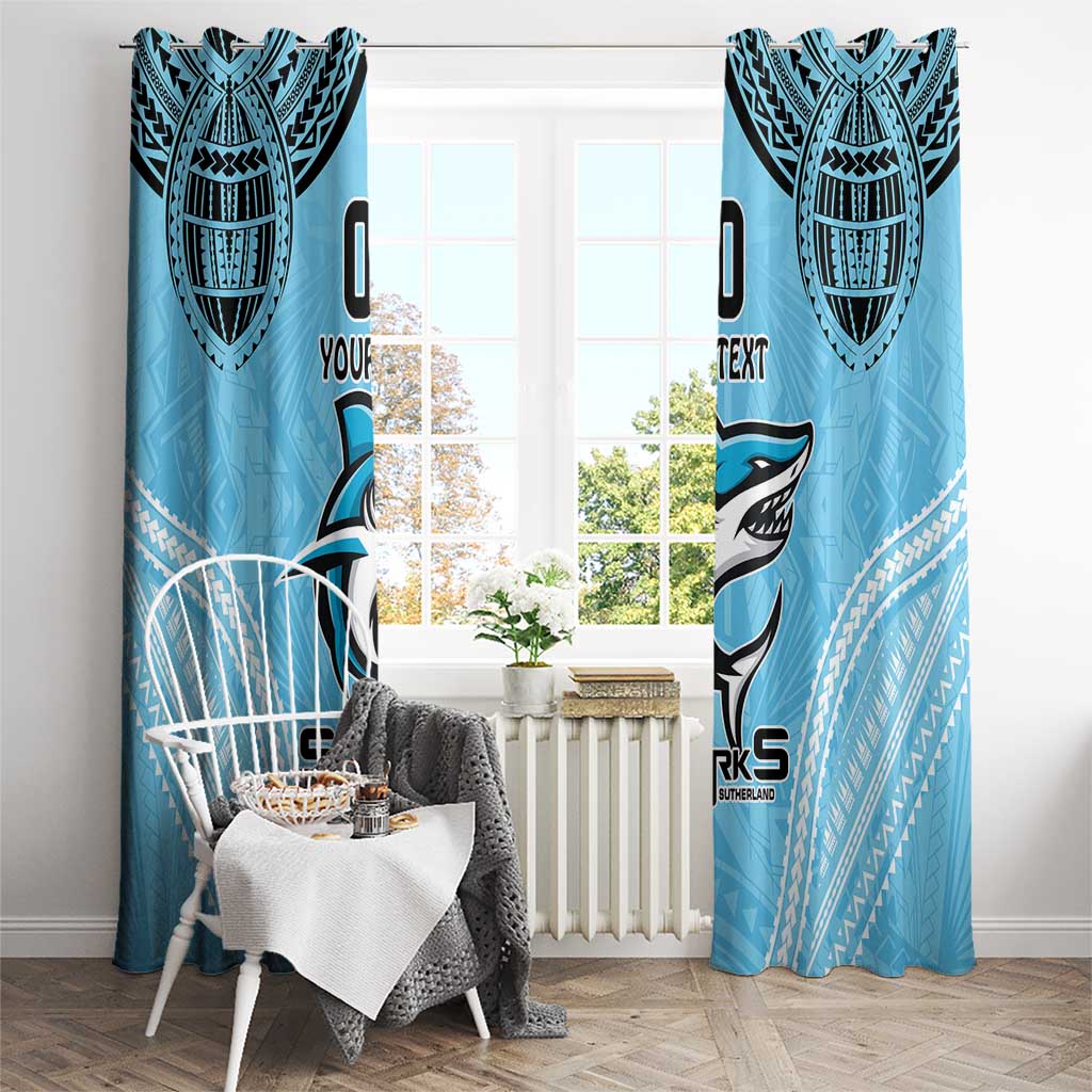 Sharks Rugby Custom Window Curtain With Polynesian Style