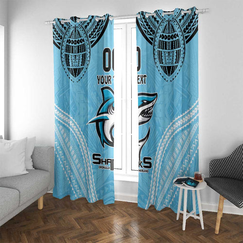 Sharks Rugby Custom Window Curtain With Polynesian Style