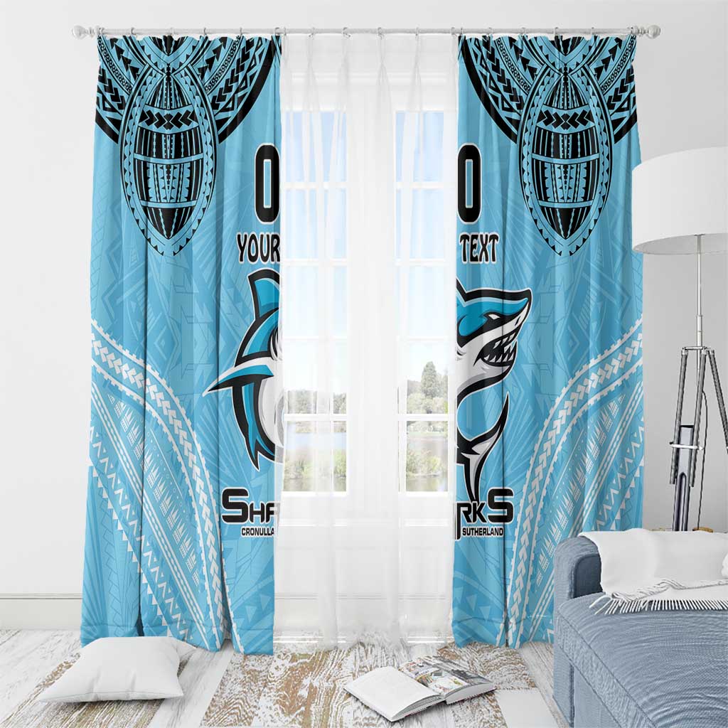 Sharks Rugby Custom Window Curtain With Polynesian Style