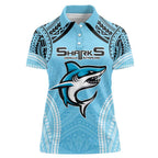 Sharks Rugby Custom Women Polo Shirt With Polynesian Style